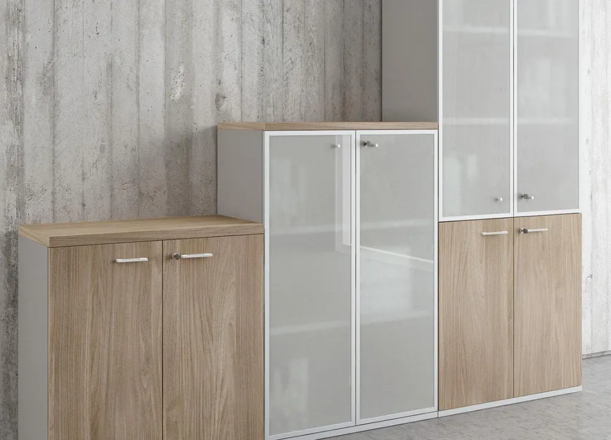 Bureau avec rangements bois et blanc